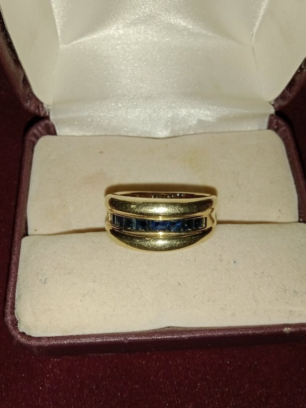 14kt Solid Gold 7.2g Blue Sapphire Men's Ring Sz 7.25 - Picture 4 of 13